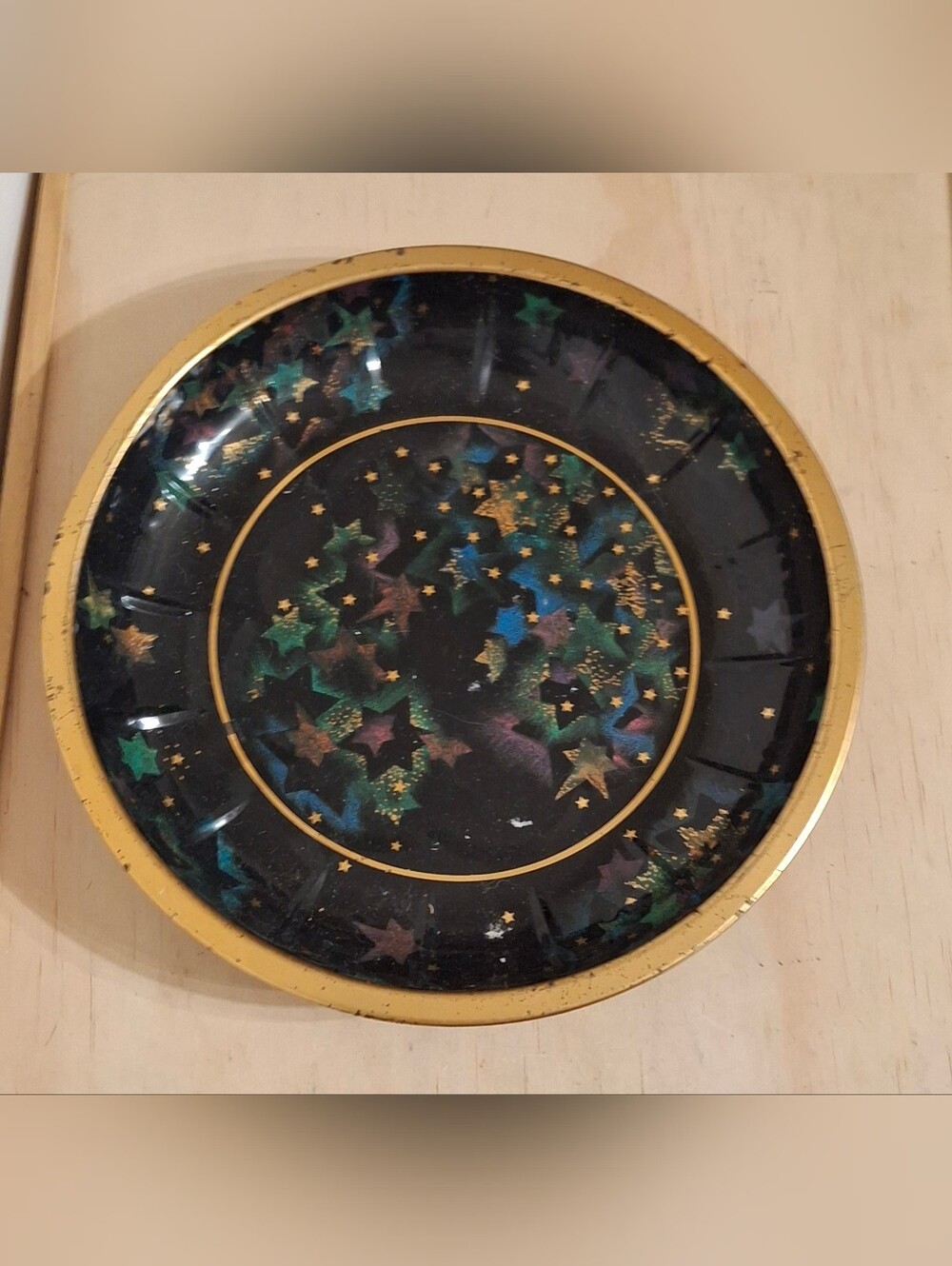 Vintage 70s West German HP Tin Star/ Celestial Christmas Serving bowl/Tray 10.5"